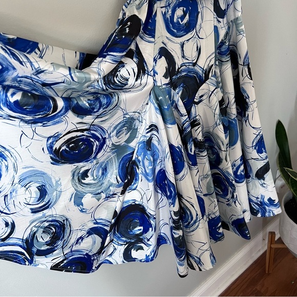 Samuel Dong Midi Dress • XS • Blue/Black/White Abstract Print - Picture 9 of 12